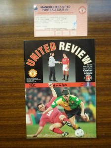 Football Programme-Manchester U v Charlton Ath.-12/03/94-Including Match Ticket. for sale on Ebay