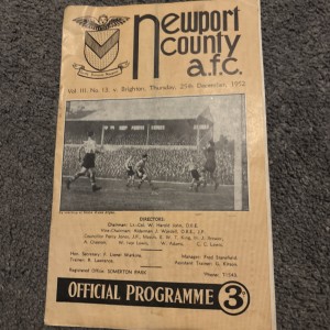 Newport County v Brighton 1952/1953  Xmas day football Programme for sale on Ebay