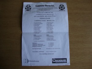 2002/3 Cambridge United v Bristol City - LDV Vans Trophy Area Final 2nd Leg for sale on Ebay