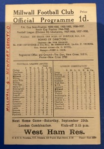 MILLWALL V  NEWPORT COUNTY 1945/46 Football League South for sale on Ebay
