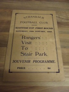 STRANRAER v RANGERS SCOTTISH CUP FIRST ROUND GAME  PROGRAMME 1947-48 SEASON for sale on Ebay