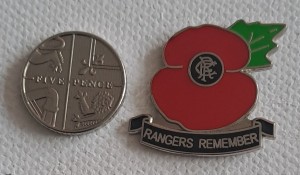 RARE FIND GLASGOW RANGERS RFC CREST RANGERS REMEMBERS POPPY PIN BADGE for sale on Ebay