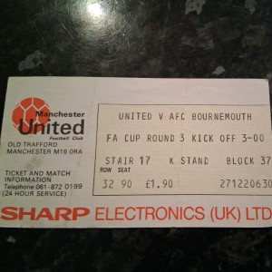 Manchester United v Bournemouth FA Cup R3 Ticket Stub 1984/85 Old Trafford for sale on Ebay