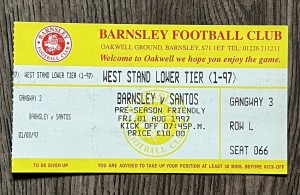 BARNSLEY v SANTOS TICKET STUB AUGUST 1997 for sale on Ebay