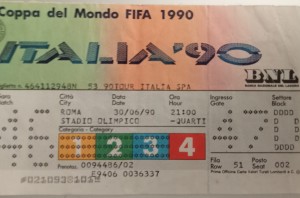 Republic of Ireland v Italy 1990 World Cup Match Ticket @ Rome for sale on Ebay
