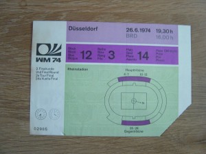 TICKET : 1974 WORLD CUP YUGOSLAVIA v WEST GERMANY for sale on Ebay