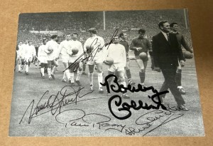 1965 LEAGUE CUP MULTI SIGNED PHOTO LEEDS UNITED UTD AUTOGRAPH HUNTER CHARLTON + for sale on Ebay