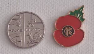 GLASGOW RANGERS FOOTBALL CLUB RED POPPY WITH RFC CREST BADGE! REMEMBERANCE BADGE for sale on Ebay