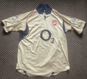 Arsenal Original Retro Gold O2 Away  Shirt 2002. Size Large #14 for sale on Ebay