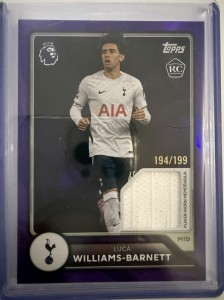 2026/27 Topps Luca Williams-Barnett Purple Relic /199 RC Tottenham BR-LW for sale on Ebay