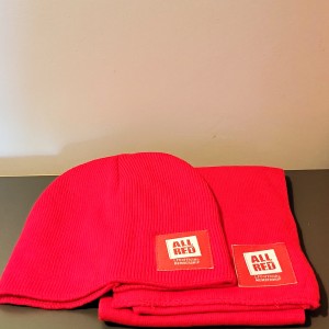 Liverpool FC LFC Official Membership All Red Knit Beanie Hat & Scarf Set for sale on Ebay
