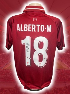 Hand Signed ALBERTO MORENO Liverpool Football Home Shirt UCL - Proof for sale on Ebay