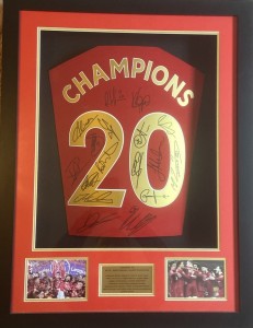 Liverpool football club Framed print of players autographs from 2019/21 season for sale on Ebay