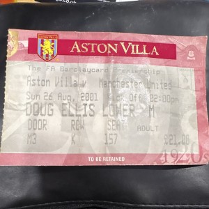 Aston Villa v Manchester United Barclaycard Premiership Ticket/Stub 26 Aug 2001 for sale on Ebay
