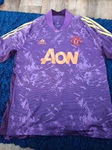 adidas Manchester United Goalkeeper Shirt Purple XL Short Sleeve AON Sponsor for sale on Ebay