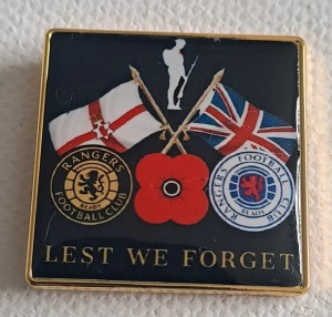 VERY RARE FIND GLASGOW RANGERS LESS WE FORGET POPPY1 PIN BADGE EXCELLENT FIND for sale on Ebay