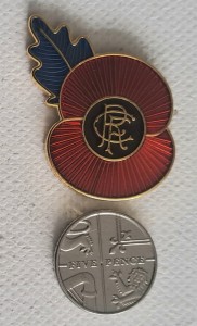 RARE FIND LARGE GLASGOW RANGERS RFC CREST BLUE LEAF POPPY PIN BADGE for sale on Ebay