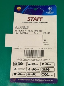 CHAMPIONS LEAGUE 2026/27 : AS ROMA vs REAL MADRID for sale on Ebay