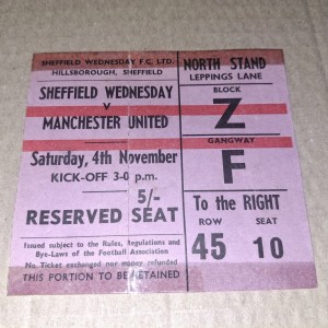 1961/62 ORIGINAL DIV.1 MATCH TICKET STUB(SHEFFIELD WEDNESDAY V MANCHESTERUNITED) for sale on Ebay