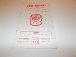 Crewe Alexandra  v  Bury   57/58 for sale on Ebay