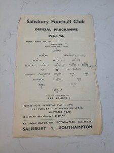 Salisbury V R.A.F. Colerne 30.4. 1948 - Single Sheet Western League Div 2 - 11-1 for sale on Ebay