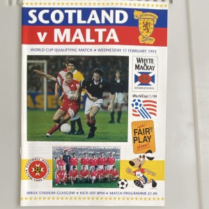 World Cup Qualifying Official Programme Scotland v Malta 17 Feb 1993 for sale on Ebay