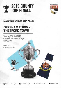 Dereham Town v Thetford Town. Norfolk Senior Cup Final. 2018-2019 plus teamsheet for sale on Ebay