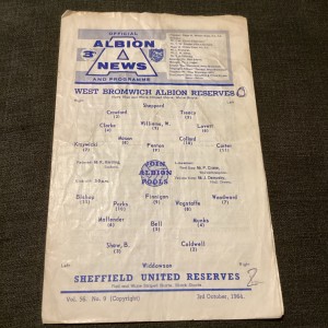 1964/65 WBA v Sheffield Utd.Football combination  for sale on Ebay