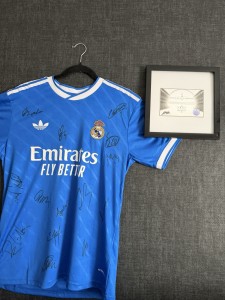 Real Madrid Team Signed Football Shirt Autograph by Bellingham, Vini Jr , Mbappe for sale on Ebay