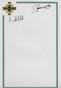 NORTHERN IRELAND - A4 Glossy Card with Logo - Signed by 2 Players for sale on Ebay