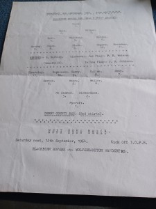 Blackburn Rovers Res V Derby County Res 9/9/1964 for sale on Ebay