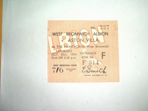 WEST BROM V ASTON VILLA (MATCH TICKET) 30-10-1954 for sale on Ebay