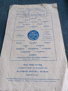 Blackburn Rovers Res V  Wolverhampton Wanderers Res 28/9/1963 for sale on Ebay