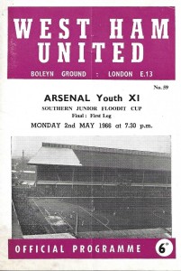 West Ham United Youth v Arsenal Youth 1965/66 Southern Junior Floodlit Cup for sale on Ebay
