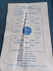 Blackburn Rovers Res V Chesterfield Res 8/12/1962 for sale on Ebay