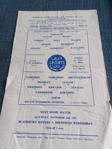Blackburn Rovers Res V Bolton Wanderers Res 26/10/1963 for sale on Ebay