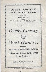 Derby County v West Ham United 1945/46 Football League (South) for sale on Ebay