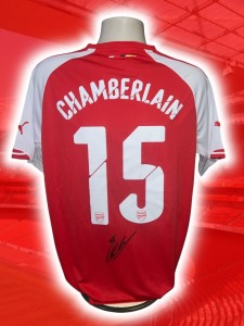 Hand Signed ALEX OXLADE-CHAMBERLAIN Arsenal Retro Home Shirt - Proof for sale on Ebay