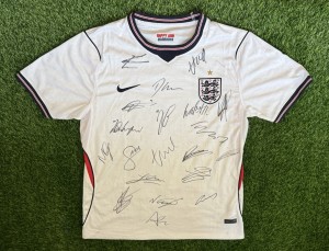 GENUINE ENGLAND SIGNED 26/27 SHIRT FT RICE, PALMER, BELLINGHAM, KANE, COA (PP) for sale on Ebay