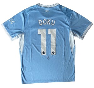 JEREMY DOKU Rare Hand Signed 26/27 Man City Home NEW STOCK Football Shirt COA for sale on Ebay