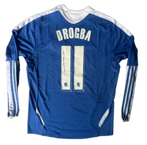 DIDIER DROGBA Hand Signed Chelsea Retro Home 2012 CL Final Long Sleeve Shirt COA for sale on Ebay