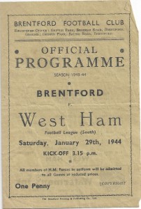 Brentford v West Ham United 1943/44 Football League (South) for sale on Ebay