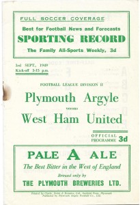 Plymouth Argyle v West Ham United 1949/50 Football League for sale on Ebay