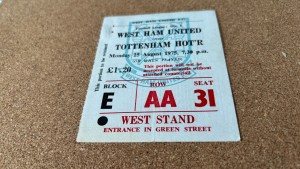 1975 West Ham vs. Tottenham Hotspur Ticket for sale on Ebay