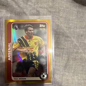 Topps Premier League Paul Merson Arsenal RT1 Gold Parallel Serial 35/50 for sale on Ebay
