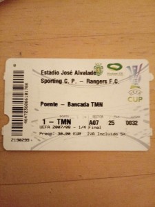 Sporting Lisbon V Rangers Ticket 2007/2008 UEFA Cup for sale on Ebay