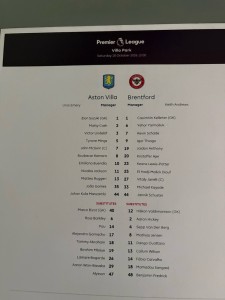 Aston Villa v Brentford programme 10/10/2026 Premier League  for sale on Ebay
