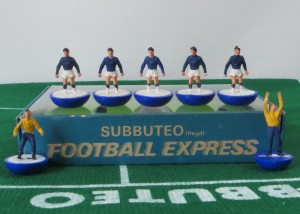 SUBBUTEO MOULDED HW WINGED SHORTS BLUE FOOTBALL EXPRESS TEAM, IN ORIGINAL BOX. for sale on Ebay