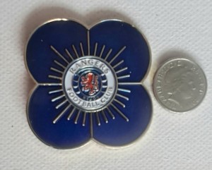 RARE FIND LARGE 2 PIN GLASGOW RANGERS CLUB CREST BLUE POPPY PIN BADGE L@@K!  for sale on Ebay