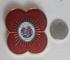 RARE FIND LARGE 2 PIN GLASGOW RANGERS CLUB CREST RED POPPY PIN BADGE L@@K!  for sale on Ebay